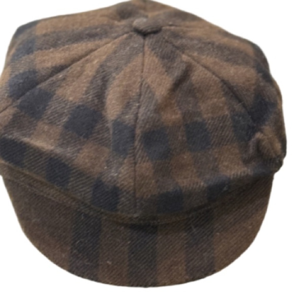 Burberry London 100%  wool. Brown  Plaid Newsboy Cap